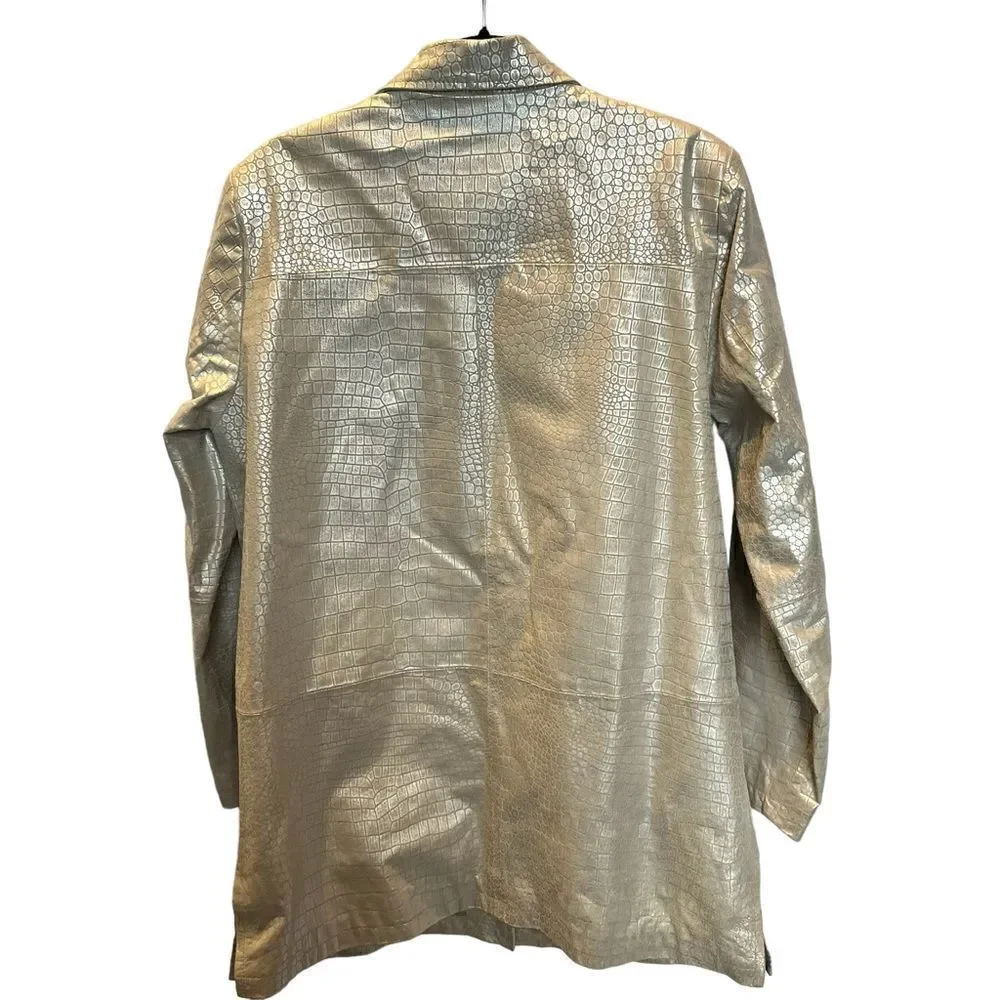 Irvine Park Women's Leather Coat Textured Cream Color Size Large - Picture 2 of 10